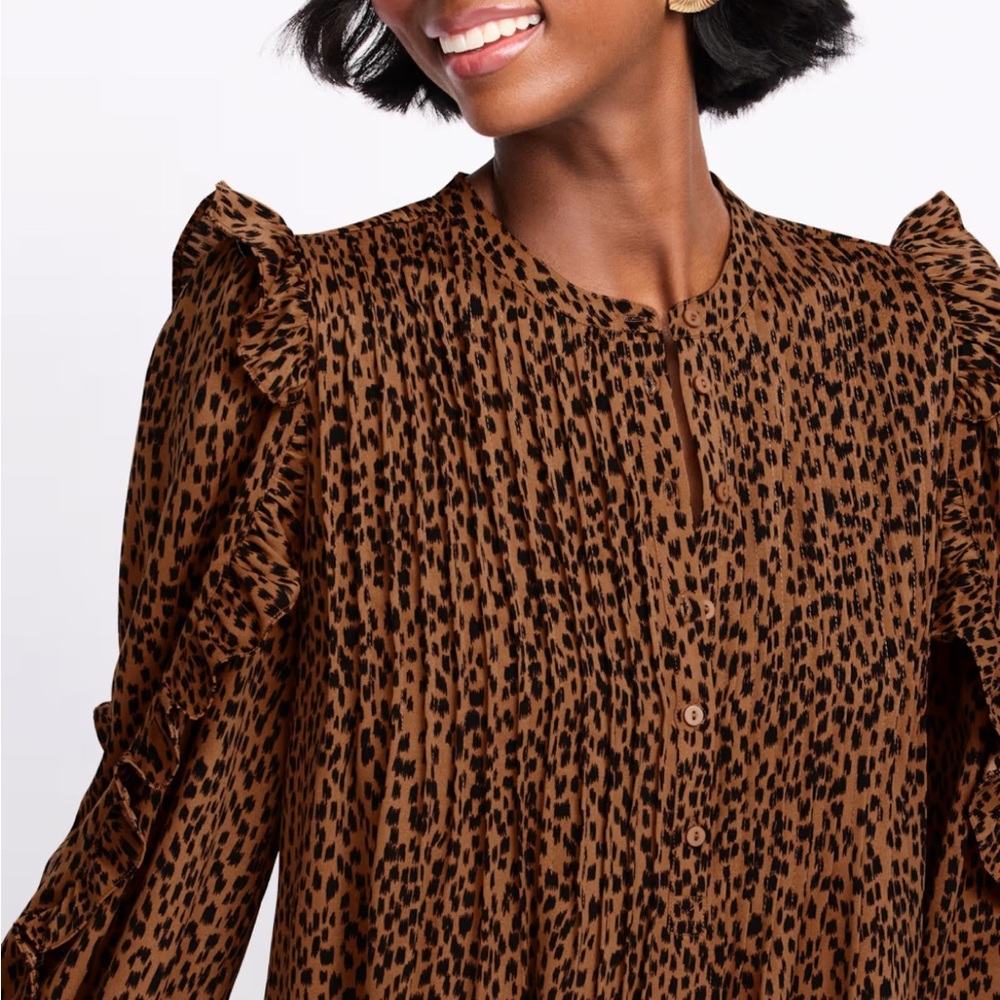 Leopard Print Ruffle Dress - Picture 2 of 8